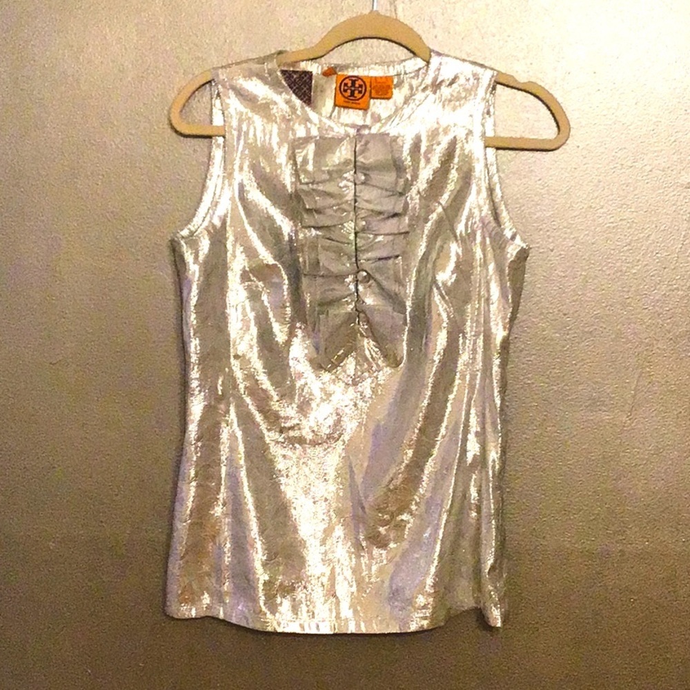 Rare TORY BURCH SZ 6 silver, Rachel top!  NWT